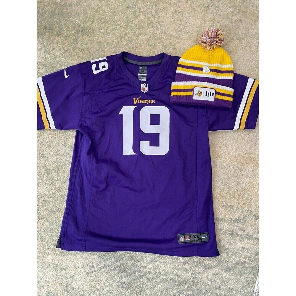 Adam Thielen #19 Youth Sz XL Minnesota Vikings Jersey Nike On Field + Hat